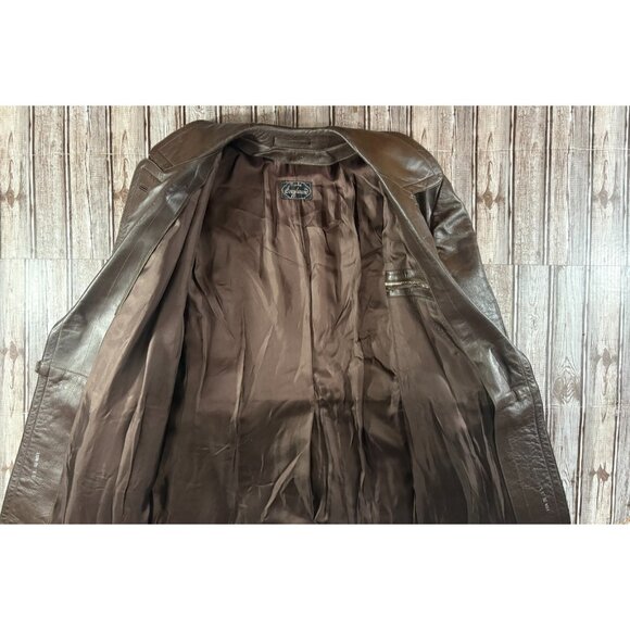 Bergfreund German leather coat trench coat sz 50 40's WWII Era Collectible VTG - Picture 3 of 7